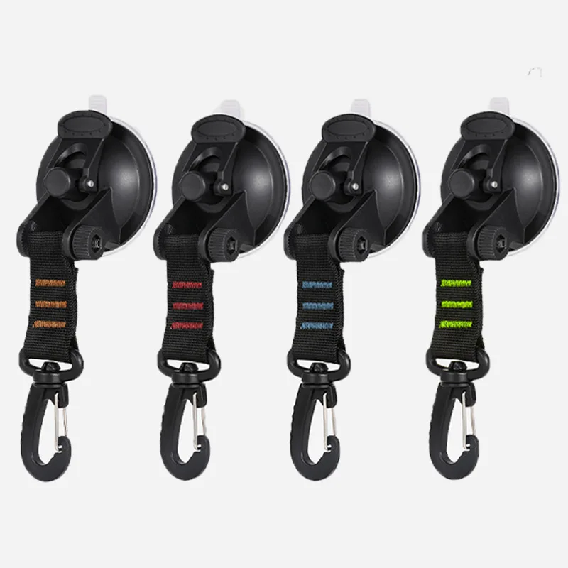 4Pcs Car Tent Suction Cups Buckle Side Round Triangular Awning Anchors Outdoor Camping Tent Suckers Anchor Securing Hook Black