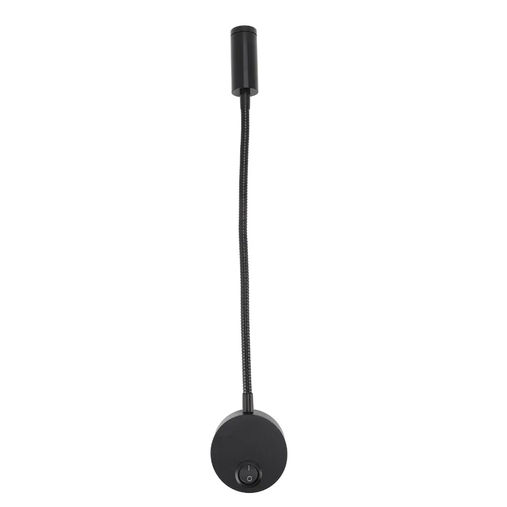 Gooseneck Reading Light 3W 3000K Warm White Reading Lamp Flicker Free 360 Degree Adjustable LED Wall Light Bedside