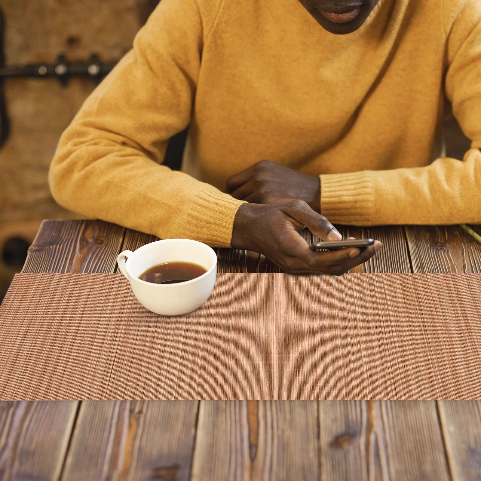 Bamboo Tea Mat Table Runner for House Coffee Curtain Placemat Cushion Rectangle