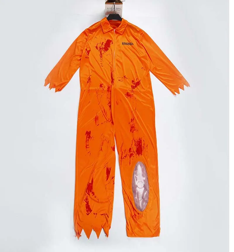 Forniture per travestimento Bloody galeel Orange salopette da uomo costume da prigioniero