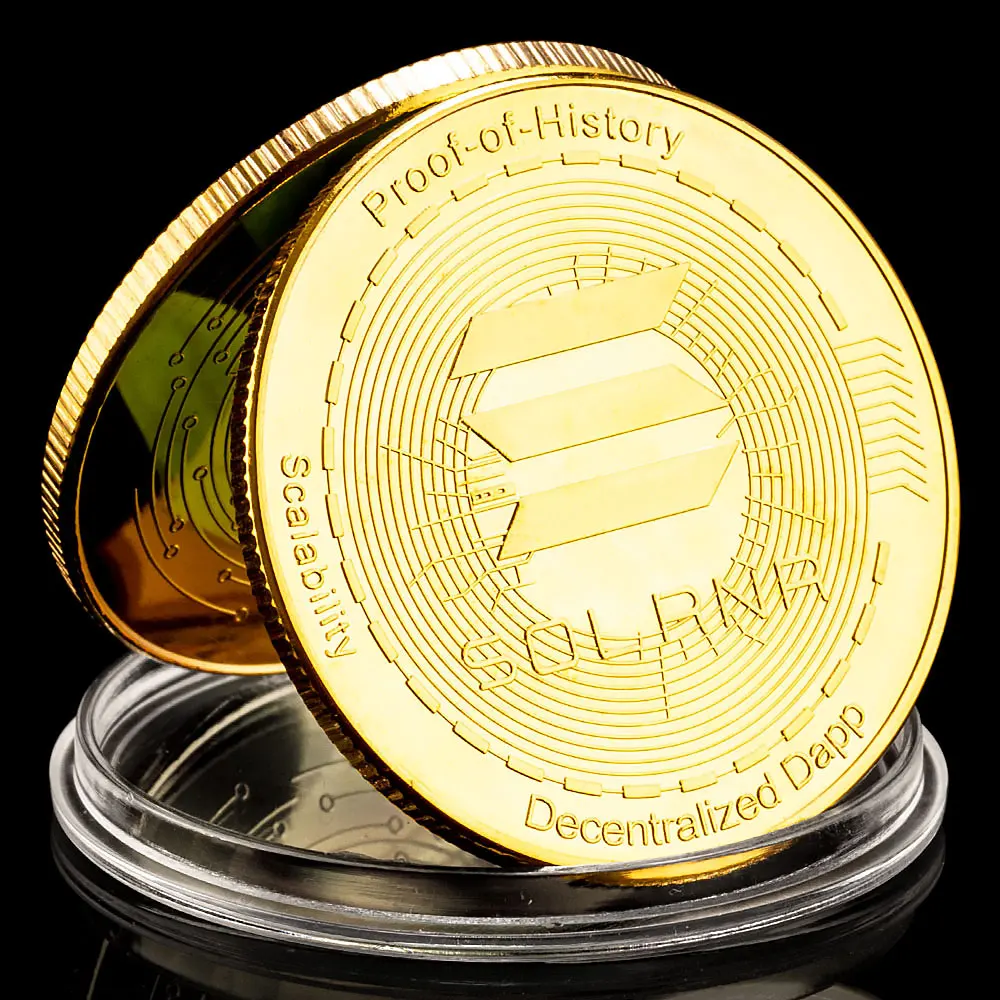 SOLRNR Crypto Coin Physical Cryptocurrency Coin Gold Plated Souvenirs and Gifts Home Decorations Commemorative Coin