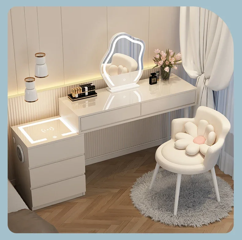 Estilo creme, penteadeira, quarto, simples, moderna, mesa de maquiagem, madeira maciça