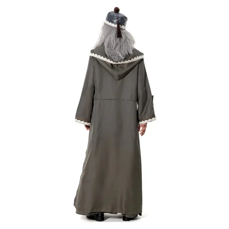 YI01 Dumbledore Cosplay Uomini adulti Robe Costume Costume cosplay di Halloween con parrucca cappello Set completo per uomini adultiJk8 * @