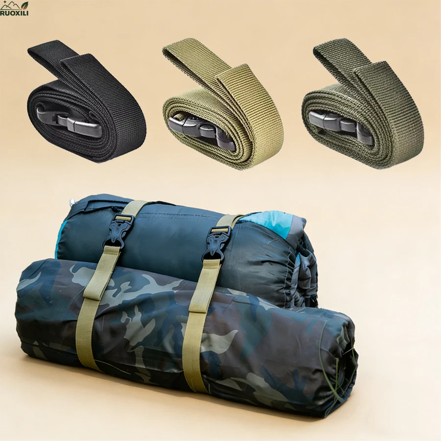

Heavy-Duty Outdoor Camping Luggage Straps - Adjustable Double Safety Buckle Luggage Packing Belt Bundling Rope of Cargoes