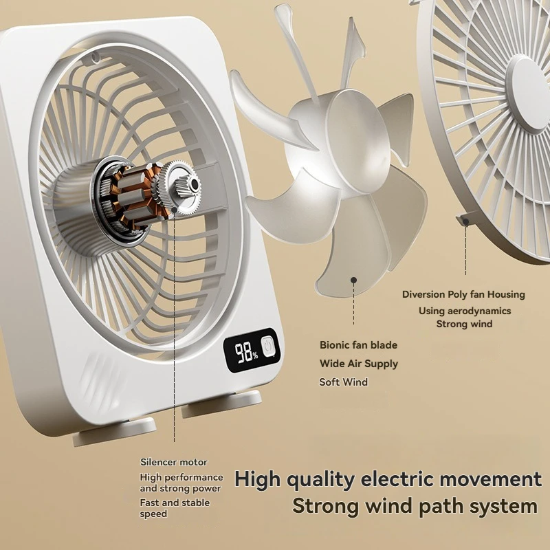 2025 شاشة ديجيتال قابلة للشحن مروحة سطح المكتب مروحة مكتب منزلي صغير دورة وظيفة الرياح مروحة محمولة
