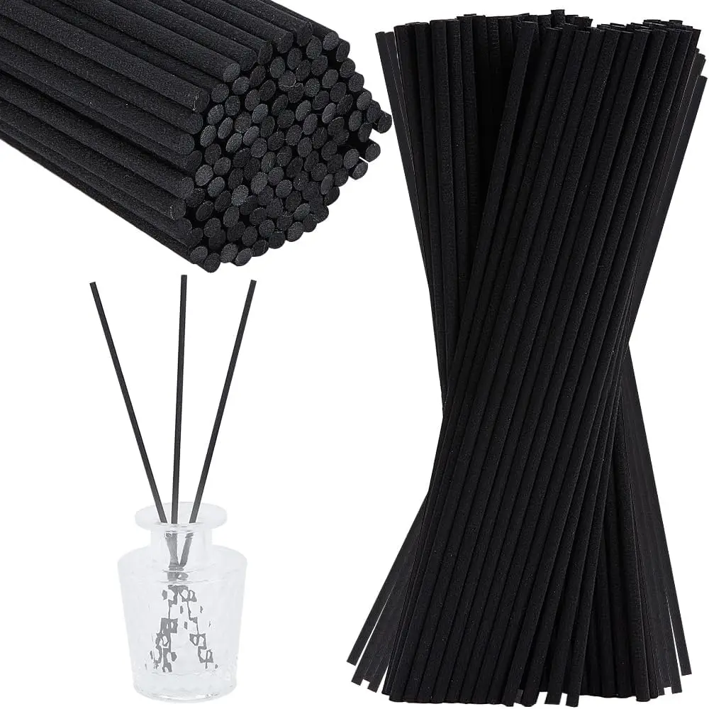 60Pcs Fiber Diffuser Sticks 20cm Long  Black  Fragrance Refill Rattan Sticks  Thick Aromatherapy Essential Oil  Spa Diffuser Vol