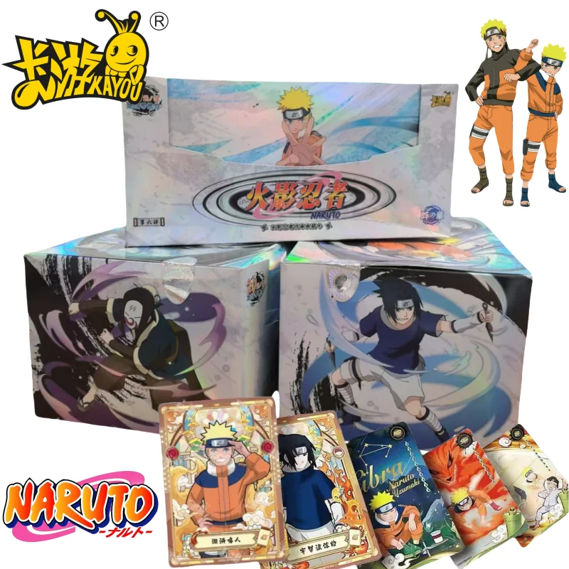 KAYOU Genuine Naruto Chapter 6 Collectible Cards 18 Packs Naruto Peripherals Collectible R/SR/SSR/UR/PTR Cards Battle Toys