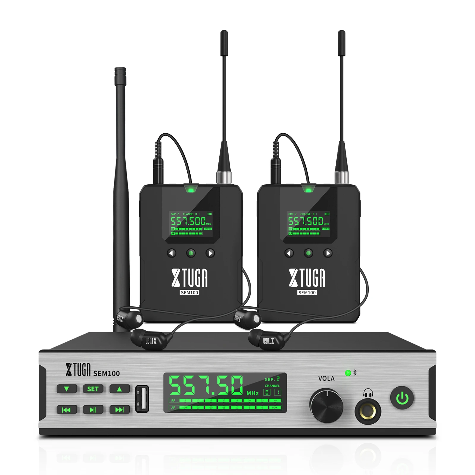 

Stereo Wireless Monitor System 4*10 Channels In-ear Monitoring System Transmitter with 2 Bodypack