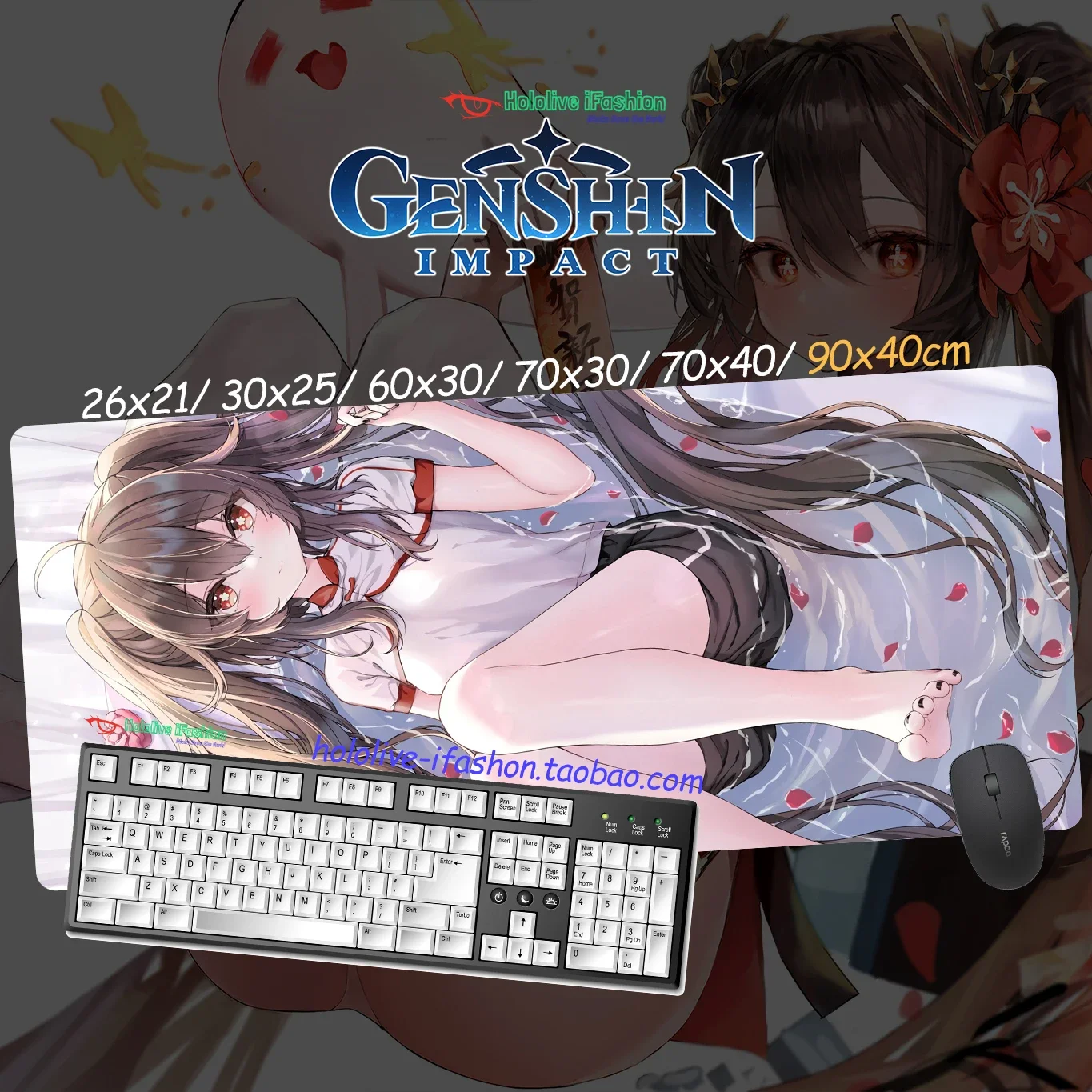 Hutao Mouse Pad Genshin Impact Game Mat Keyboard Pad Mousepad Desk Mat Gaming Accessory Office Computer Work Gift Dropship