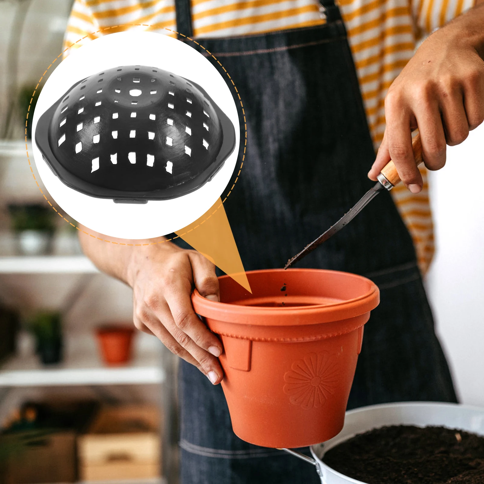 100 stücke Blumentopf Loch Mesh Pads Kunststoff Pflanzer Boden Gitter Matte Für Boden Retention Entwässerung Blumentopf Zubehör Garten Pflanze