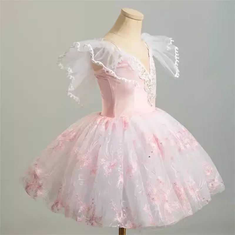 Pink Professional Ballet Dress For Girls Kids Romantic Tutu Performance Clothing Ballerina Dress Contemporary Dance Costumes