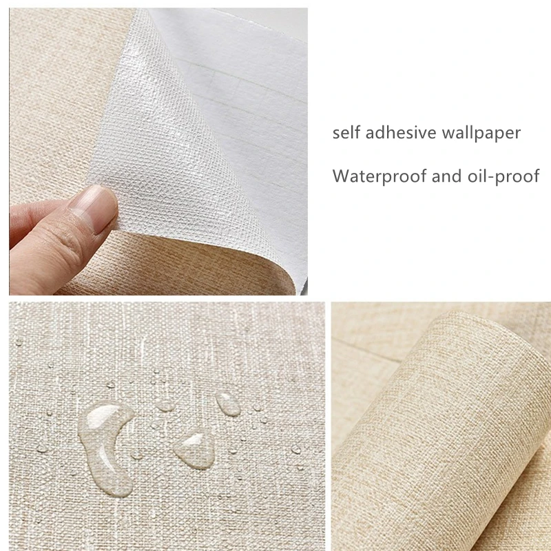 Imitation Linen Wallpaper Self-adhesive Household Wall Stickers Linen Pattern Self-adhesive Wallpaper Thickened Waterproof Stick