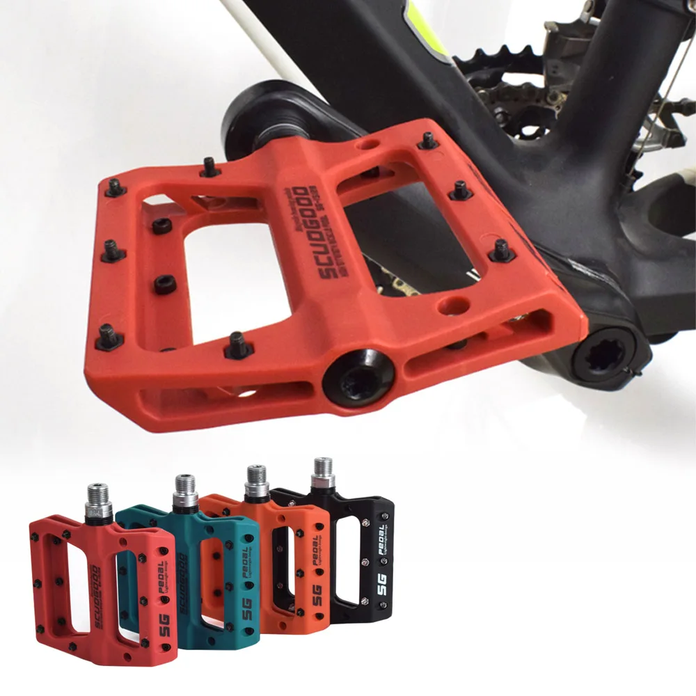 Mountain Bike Pedals 1 Bearings MTB Flat Non-Slip Lightweight Bicycle Platform Cr-Mo Nylon Pedals Road Riding Cycling Parts