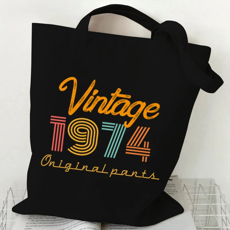 

Vintage 1974 Tote Bag for Women Bag 1970~1979 Canvas Shopping Bag Large Capacity Shoulder Eco Reusable Handbags