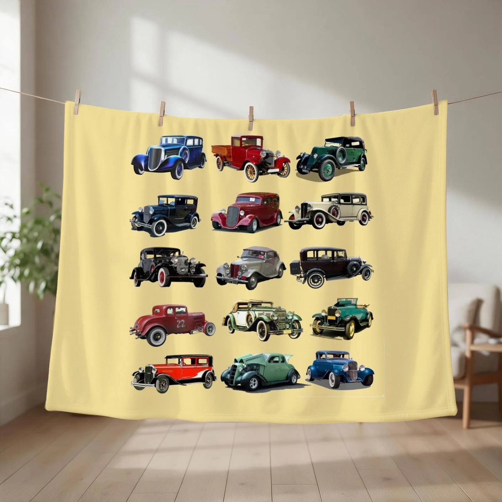 Antique Classic Vintage Retro Oldtimer Cars Throw Blanket couch cozy soft plush fuzzy picnic outdoor blanket