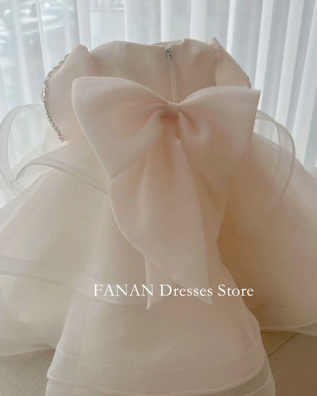 FANAN Loveyly Flower Girl Dresses Little Bow Elegant Princess Organza Customized For Kids Birthday Party First Communion Dress