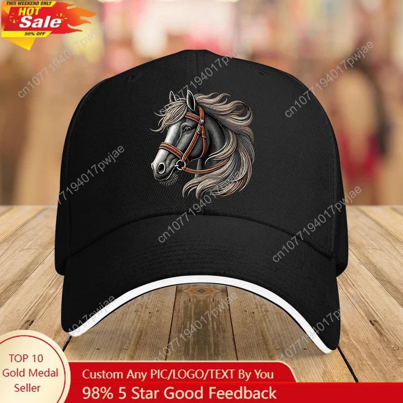 

Fabric.Vintage Washed Dad Hat with Horse Design, Adjustable Baseball Cap, Sun Protection, Lightweight, Casual Style, Hand Wash O