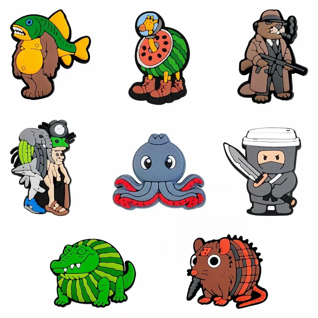21-100Pcs Italian Brainrot Funny Animal Shoe Charms Cartoon Shoes Accessories Decoration Buckle for Clog Sandal Wristband