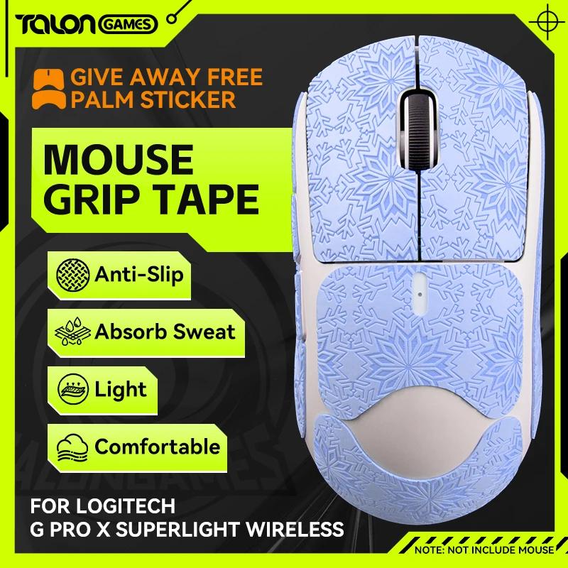 

TALONGAMES Mouse Grip Tape Snow Pattern For Logitech G PRO X Superlight,Palm Sweat Absorption,All Inclusive Anti-Slip Tape Blue