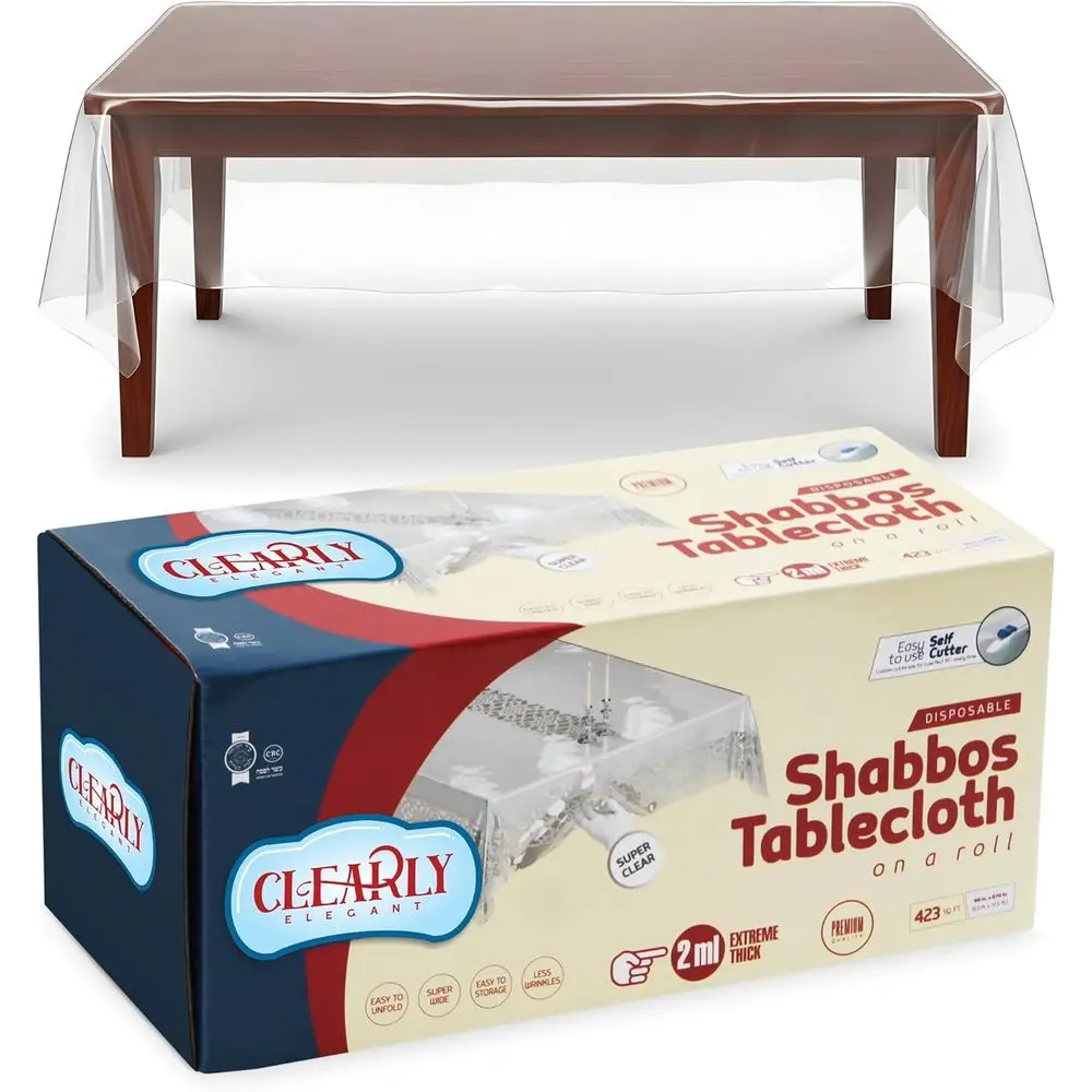 

66 x 87 прозрачных пластиковых скатертей на 2 мил — одноразовые, многофункциональные, простые в использовании прозрачные чехлы для столов