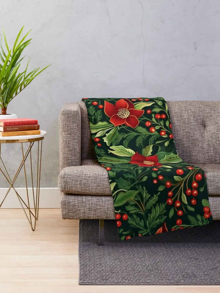 Beautiful Fruit - Berries and Flower Pattern - Christmas Throw Blanket for winter Quilt Vintage Blankets