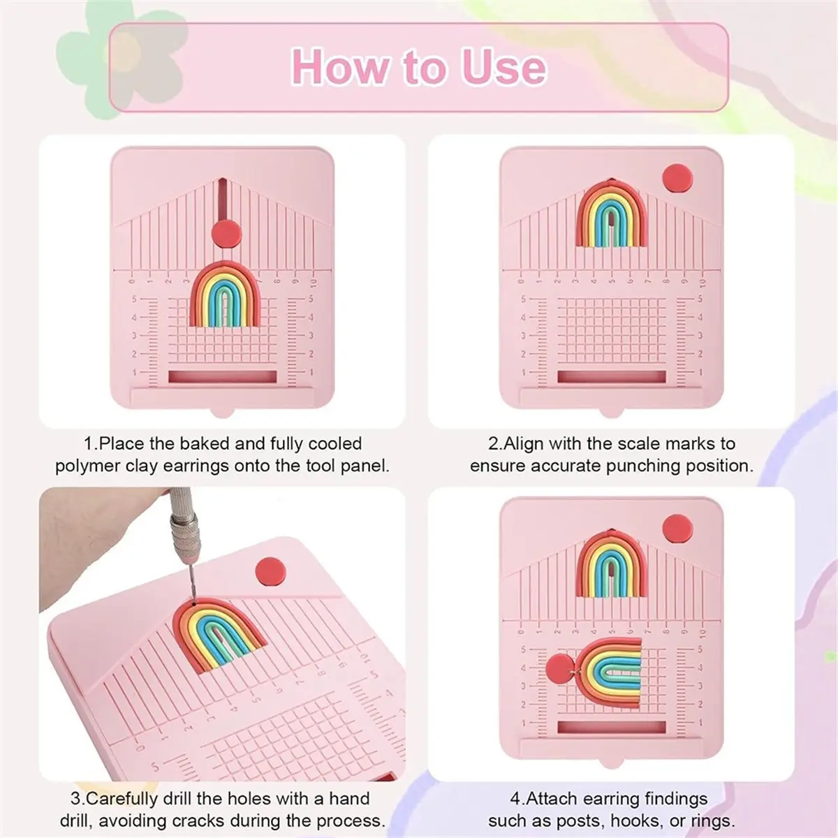 12 PCS Polymer Clay Earring Drill Guides, Polymer Clay Jewelry Making Tools with A Crafting Hand Drill Bits Set