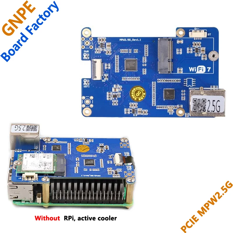 Raspberry PI 5 MPW2.5G PCIE to WiFi7 2.5G Ethernet HAT RJ45 expansion board RTL8125