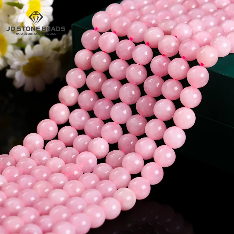 Wholesale Natural Stone Pink Quartz Bead Smooth Round Loose Spacer 4-12mm For Jewelry Making Diy Necklace Bracelet Accessory