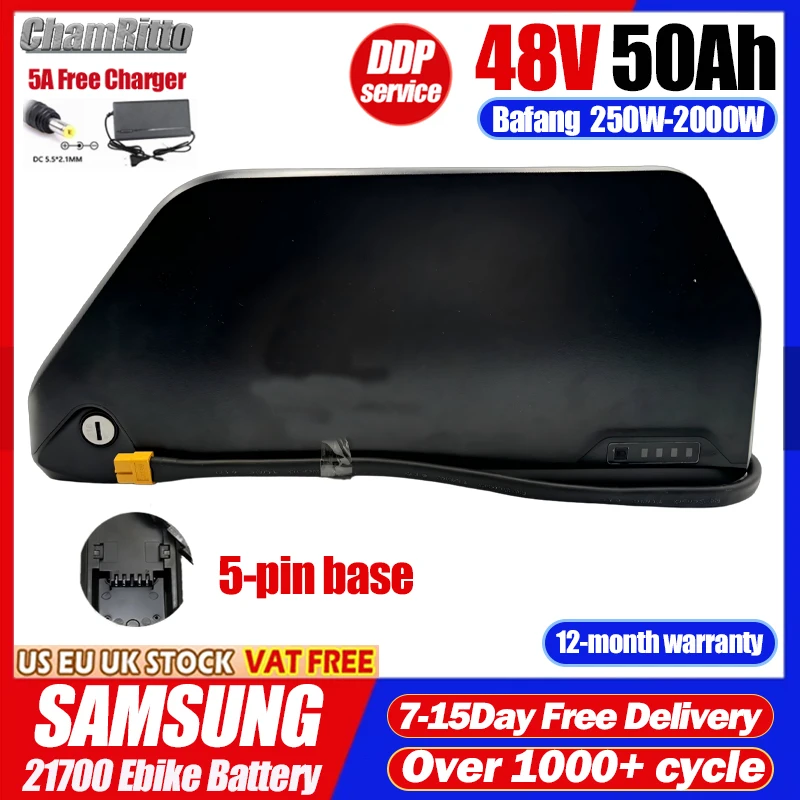 

48V 25ah 30ah 40ah 50ah 60ah Bicicleta elétrica Bateria chamrider Bafang Аккумулятор 750w 1500w 2000w 21700 de длиной da bateria da
