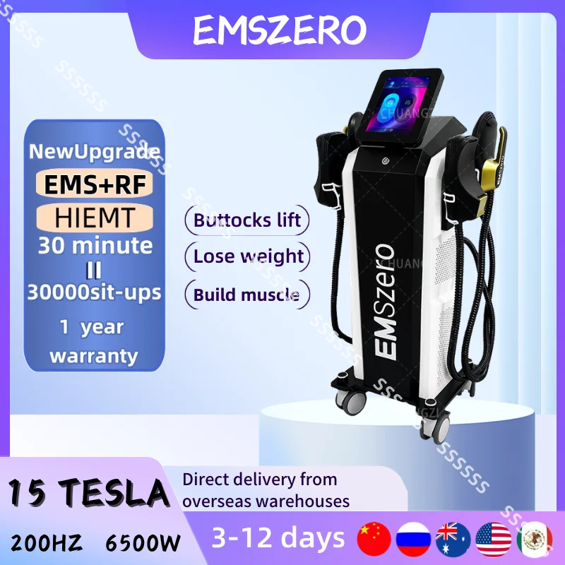 EMSzero 6500W + RF EMS آلة نحت الجسم العضلي مع 4 مقابض منصات تحفيز الحوض RF صالون اختياري 2025