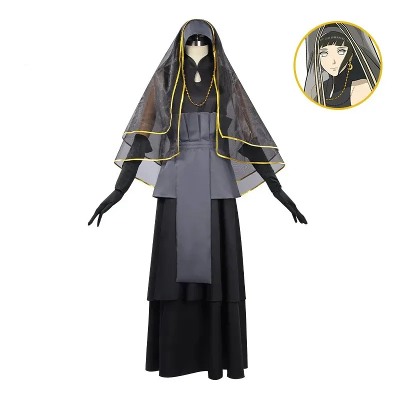 Costume de Cosplay Anime Hyuga Hinata, robe de mariée noire, voile, jupe de princesse, chapeau, perruque, femme adulte, Costume de carnaval Sexy d'halloween 5ftu
