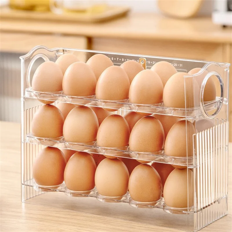 30 Grids Egg Storage Box Egg Case Holder Large Capacity Egg Tray Organizer Transparent Home Egg Container For Refrigerator