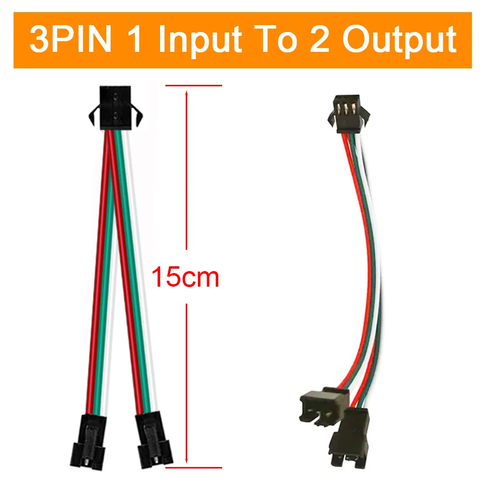 2Pin 3Pin 4Pin 5Pin 6Pin LED Splitter Connector JST SM Male Female Wire Cable For WS2812 WS2811 SK6812 RGB RGBW Led Strip