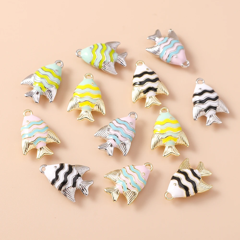 

Leslie 5pcs Cute Kawaii Clown Fish Dangle Charm Beads for DIY Sterling Silver Bracelet Jewelry Making Marine Animal Pendants