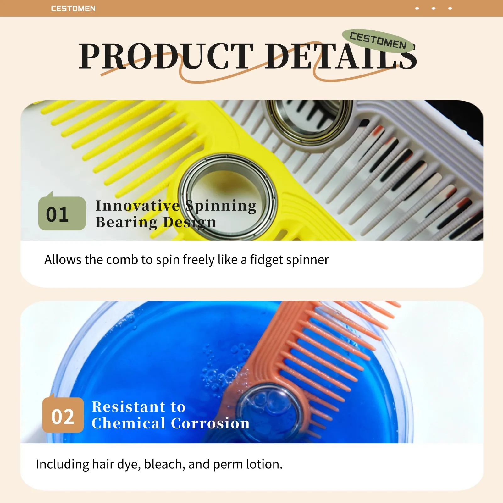 NEW 360°Rotating spining barber comb Heatresistant Wide Fine Tooth Haircut Comb Salon Professional Antistatic Hairdressing Comb