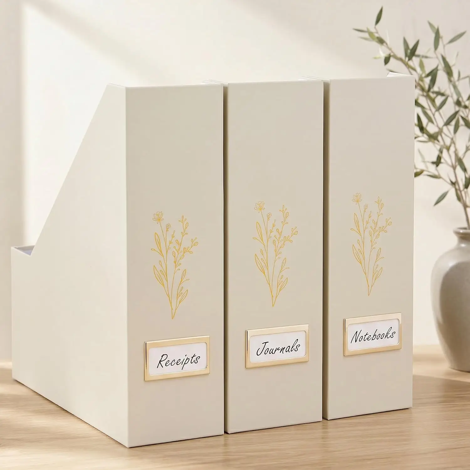 Magazine Holder Set of 3 - Sturdy File Organizer for Desk Shelves - Office Storage for Paperwork, Files, Magazines, Books