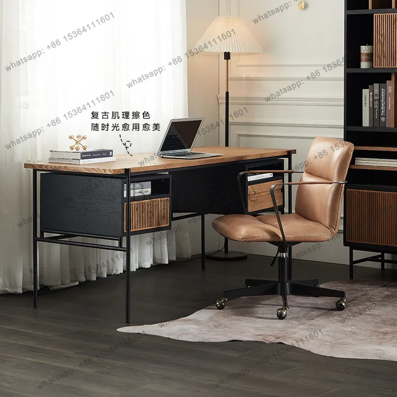 Modern simple color matching desk wabi wind designer creative solid wood light luxury writing desk