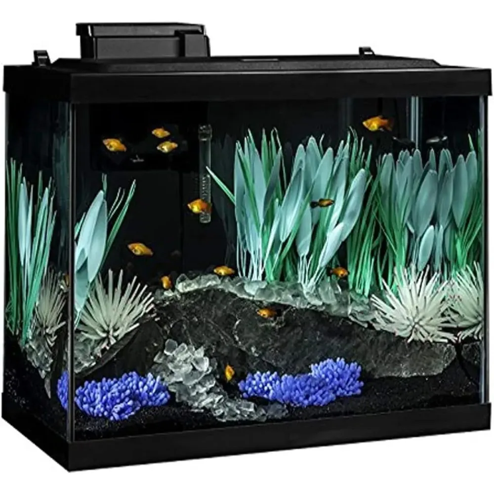 

Aquarium 20 Gallon Fish Tank Kit, Includes LED Lighting and Decor aquarium decoration fish tank accessories mini fish tank