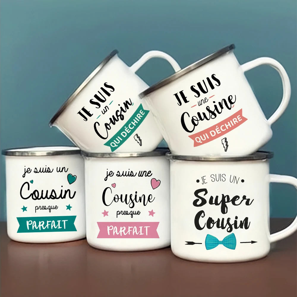 Best Cousin in The World French Printed Mug Outdoor Water Cup Drink Coffee Cups Camping Mugs Holiday Birthday Gift for Cousins