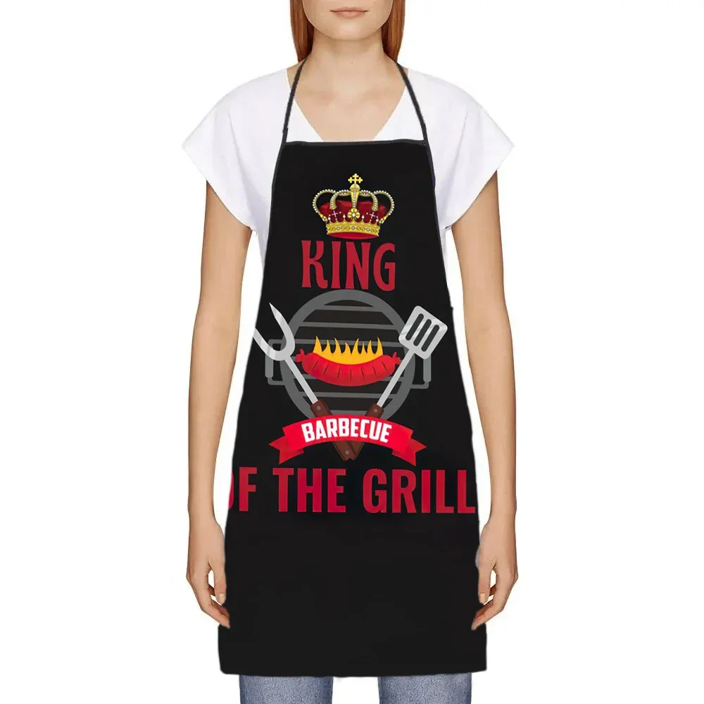 BBQ Master King Of The Grill Bib Apron Women Men Unisex Kitchen Chef Barbecue Lover Tablier Cuisine for Cooking Baking