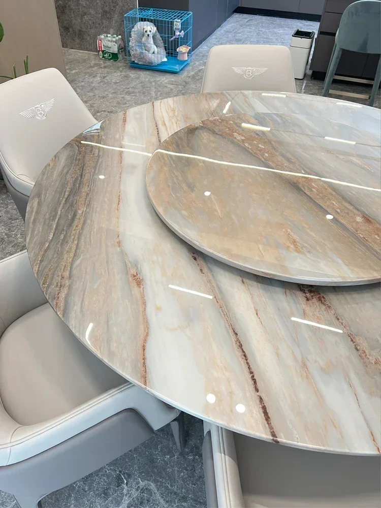 Blue sand luxury stone table new high-end imported marble dining table light luxury senior sense round table