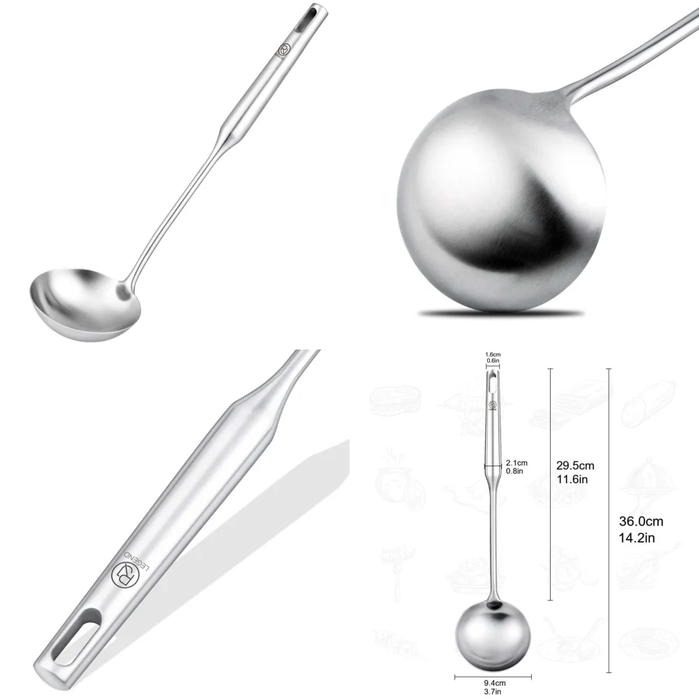 

Stainless Steel Soup Spoon 304 Premium Quality Kitchen Utensil Household Cooking Ladle Long Handle for Hot Pot Restaurant Use