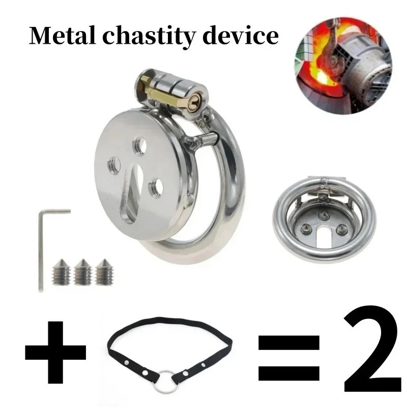 New Male Flat Chastity Cage Device Removable Screws Metal Cock Cage Abstinence Penis Lock Adult Games Couples Adult Sex Toys 18+