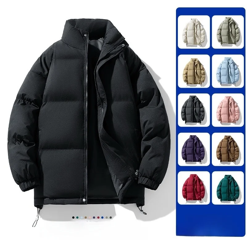 

Мужская зимняя хлопковая куртка Thiened, свободная верхняя одежда с воротником-стойкой, однотонный универсальный хлопковый топ для пар