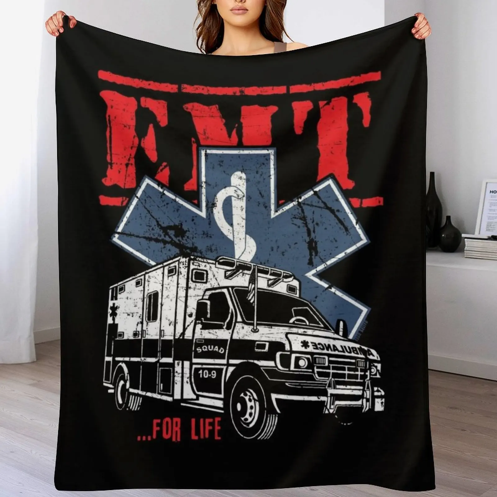 EMT For Life EMS Ambulance Throw Blanket Summer Thermals For Travel Blankets