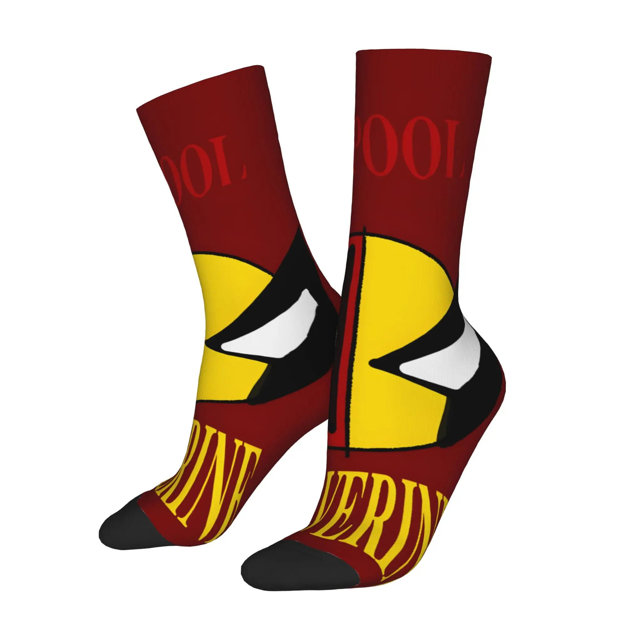 

1 Pair Hip Hop Vintage The “Boxes” – Yellow and White Crazy Men's Sock Deadpool & Wolverine Harajuku Seamless Printed Funny Sock