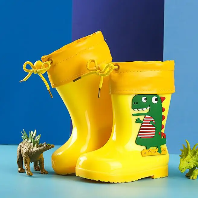 

Children's Rainboots Classic Waterproof Children's Shoes Kids Rain Boots Rubber Boots Kids Boy 3D Cartoon Dinosaur Water Shoes