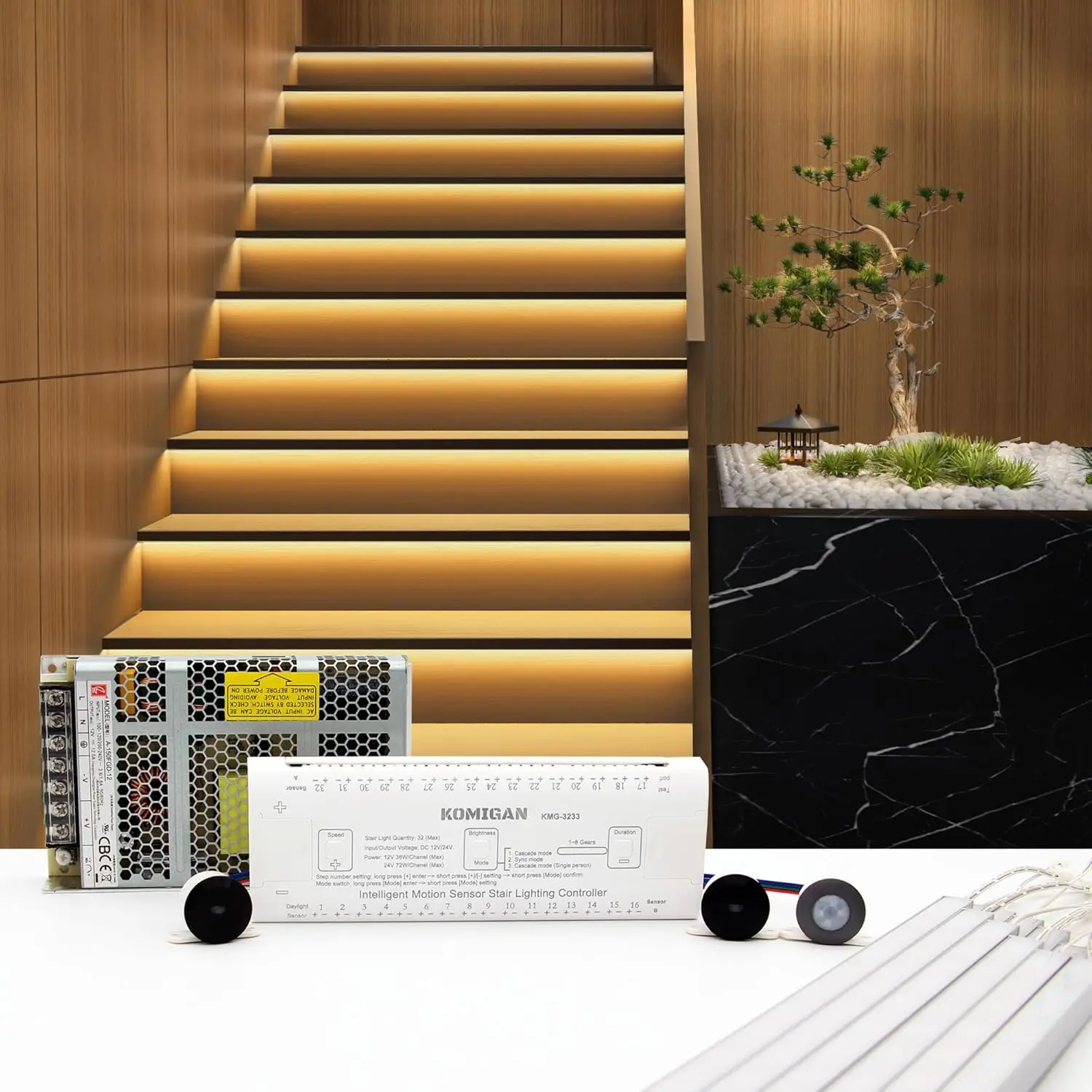 

Intelligent Motion Sensor Cascading Style LED Stair Lighting Kit KMG-3233, 23.6 Inch (60 cm) LengthLED Light Bar (Warm