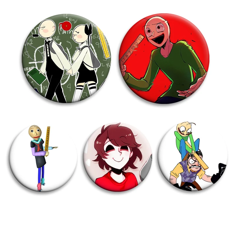 32/58mm Game Character Baldi's Basics Button Pin Snap-on Design Brooches Daily Fashion Decoration Badges Ideal Gifts for Friends
