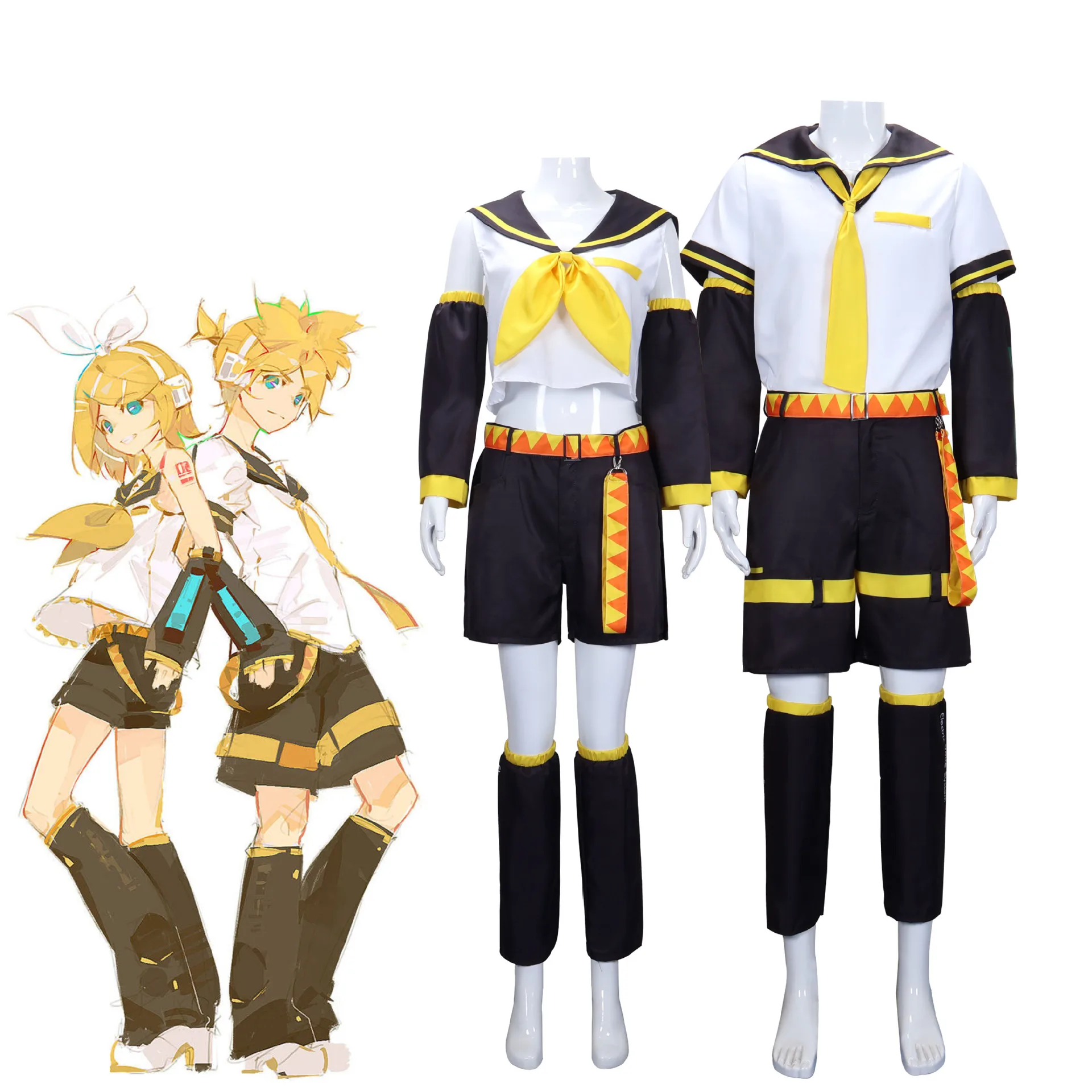 

Anime Figures Rin Len Cosplay Costume Len Rin Cosplay Len Costume Kagamine JK Uniform for Halloween Comic Con Outfits